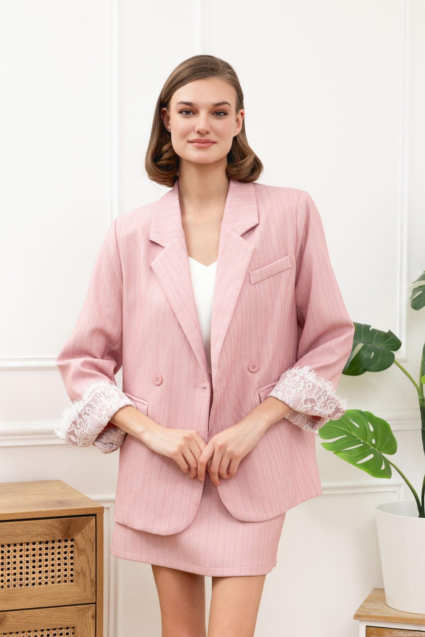 BLAZER SARTORIALE OVERSIZE CON DETTAGLIO IN PIZZO