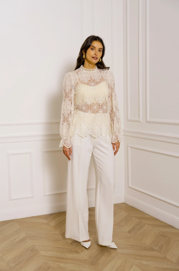 BLUSA BIANCA IN PIZZO