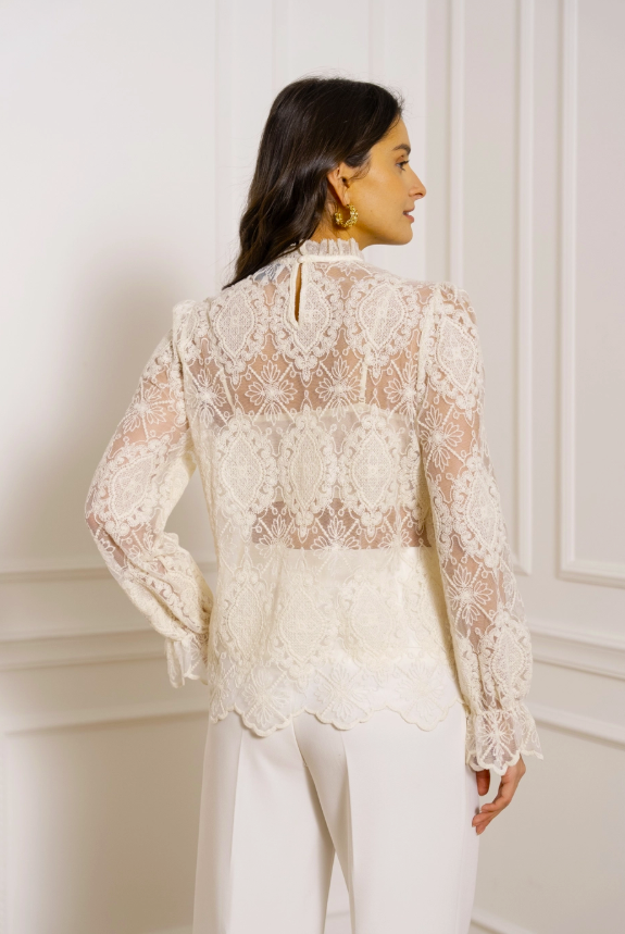 BLUSA BIANCA IN PIZZO