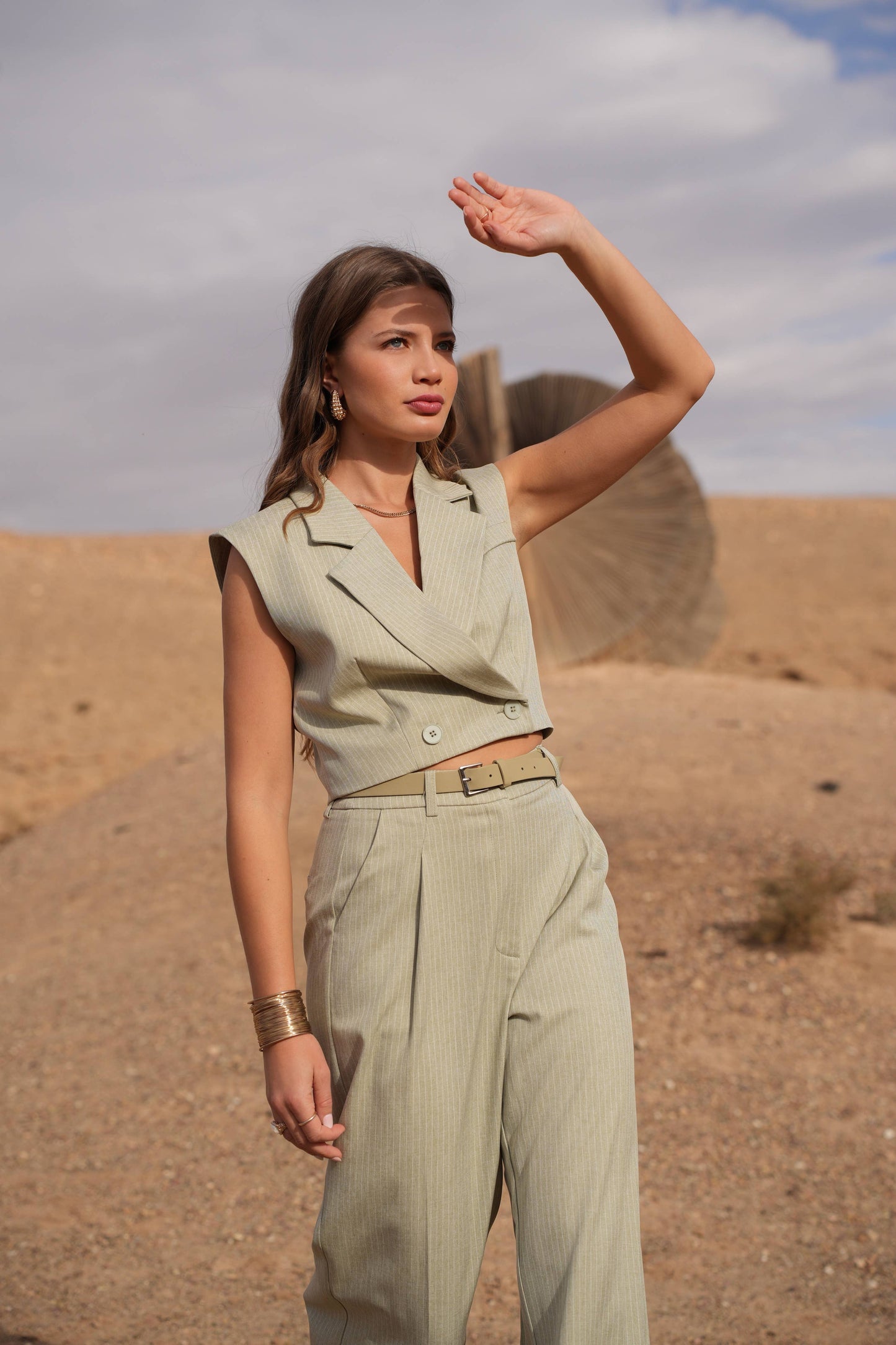 BLAZER SARTORIALE A RIGHE SENZA MANICHE