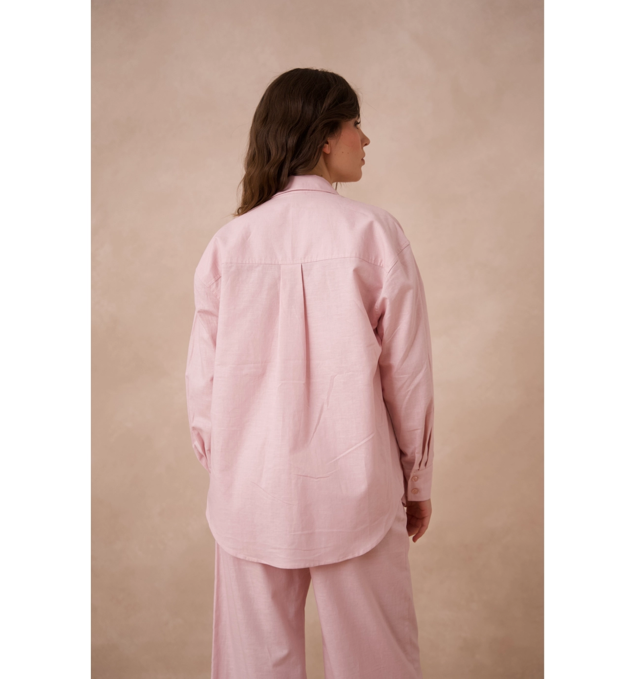 COMPLETO IN COTONE E LINO ROSA