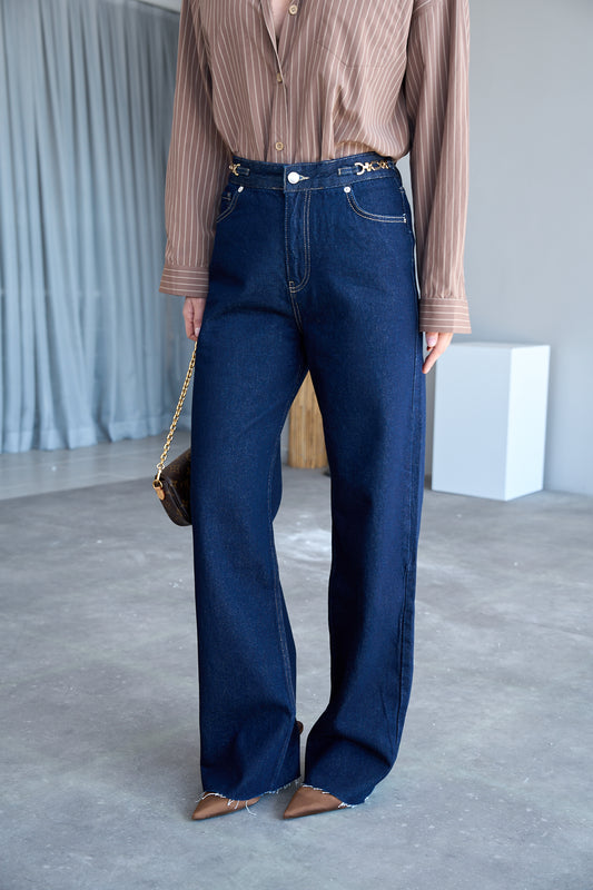 JEANS PALAZZO BLU SCURO