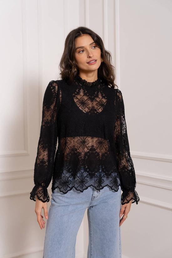 BLUSA NERA IN PIZZO