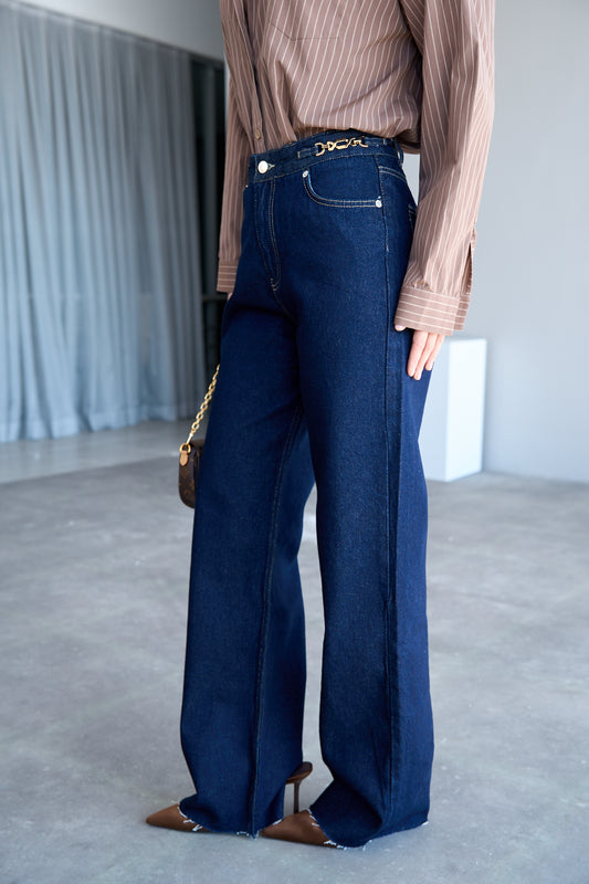 JEANS PALAZZO BLU SCURO