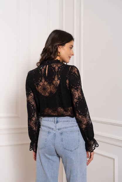 BLUSA NERA IN PIZZO