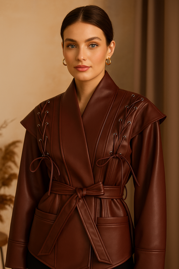 GIACCA IN ECOPELLE CON LACCI