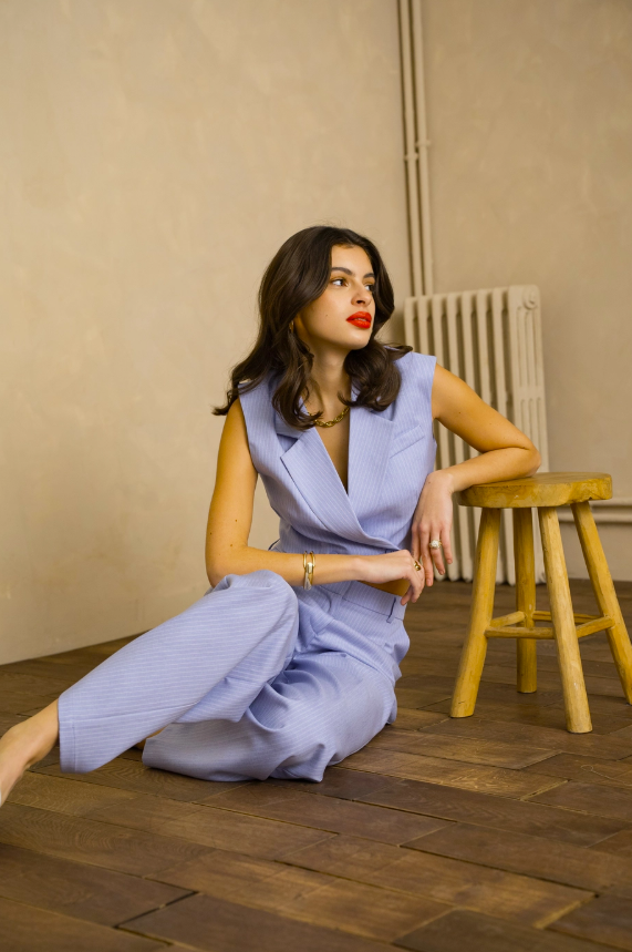 BLAZER SARTORIALE A RIGHE SENZA MANICHE