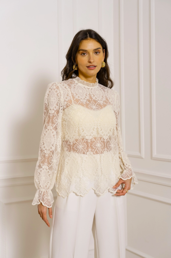 BLUSA BIANCA IN PIZZO