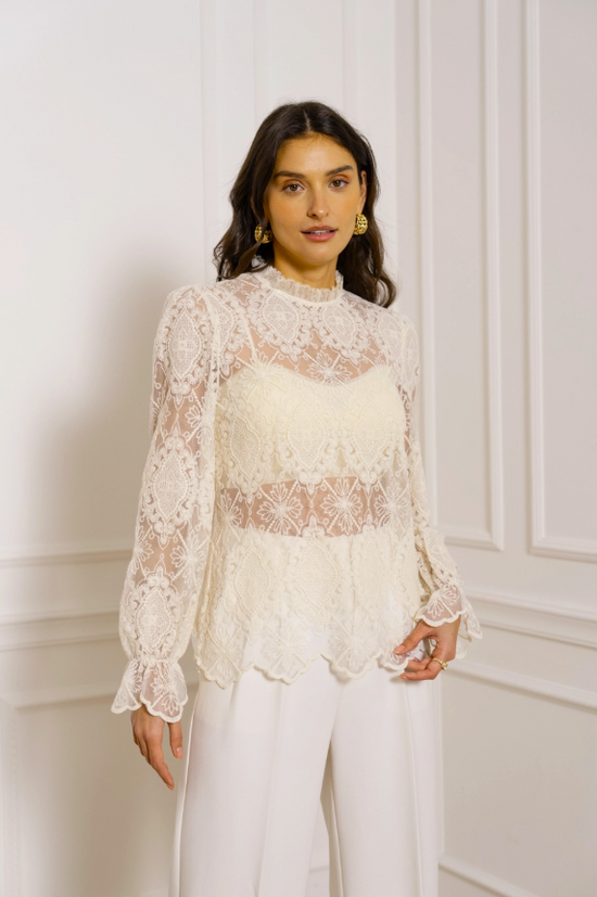 BLUSA BIANCA IN PIZZO