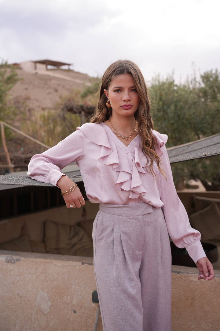 CAMICIA ROSA CON JABOT