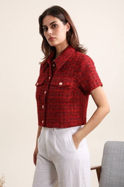 GIACCA IN TWEED CON MANICA CORTA