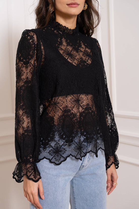 BLUSA NERA IN PIZZO
