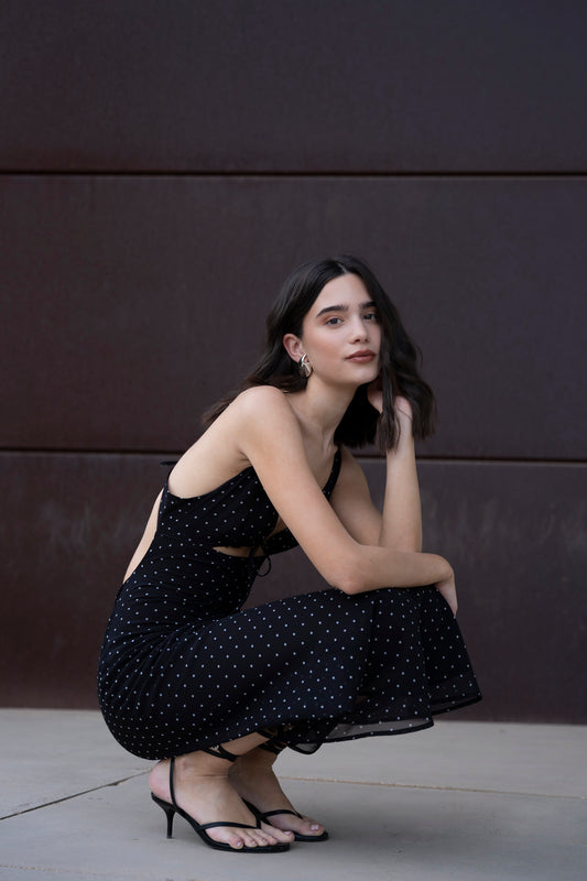 VESTITO MIDI A POIS