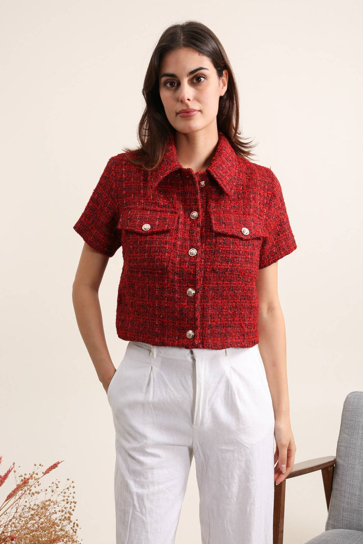 GIACCA IN TWEED CON MANICA CORTA