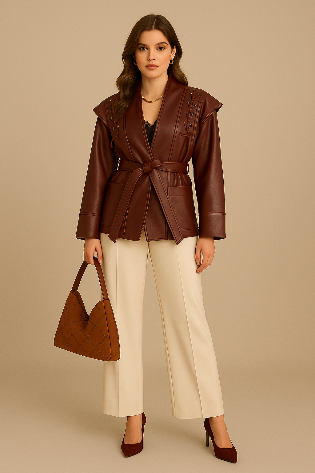 GIACCA IN ECOPELLE CON LACCI