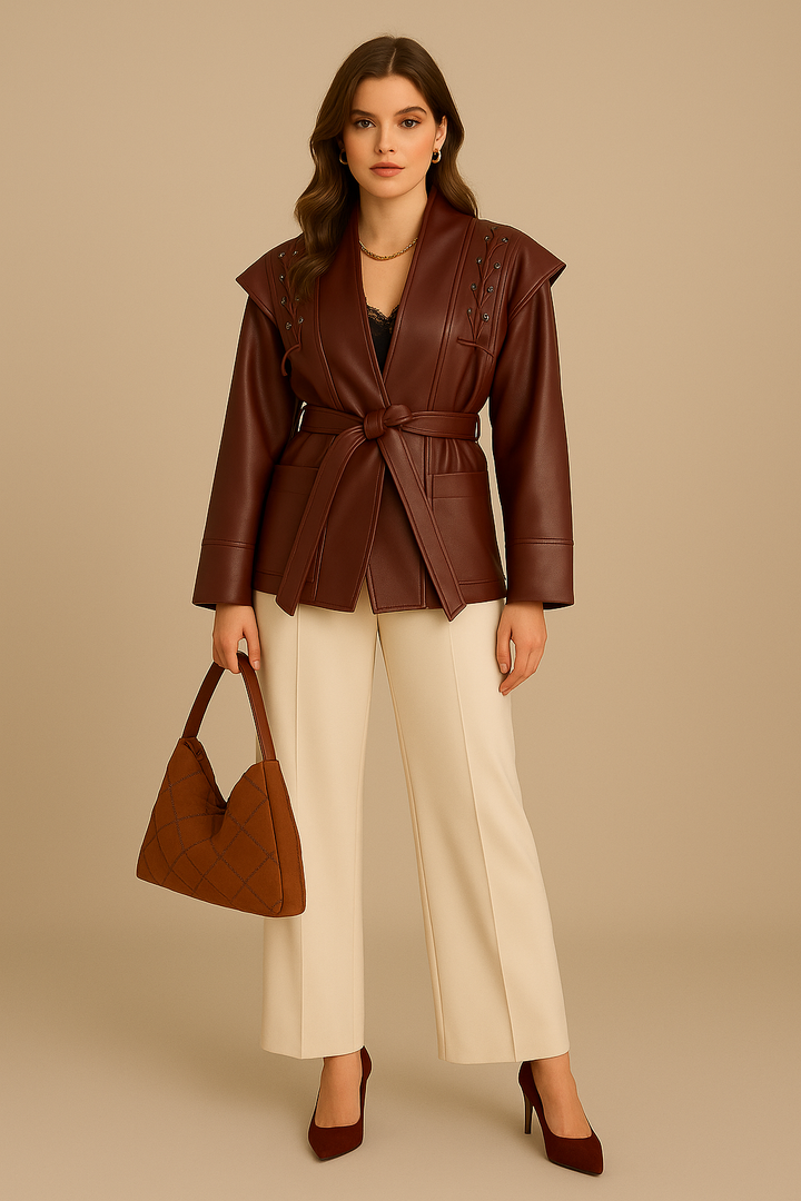 GIACCA IN ECOPELLE CON LACCI