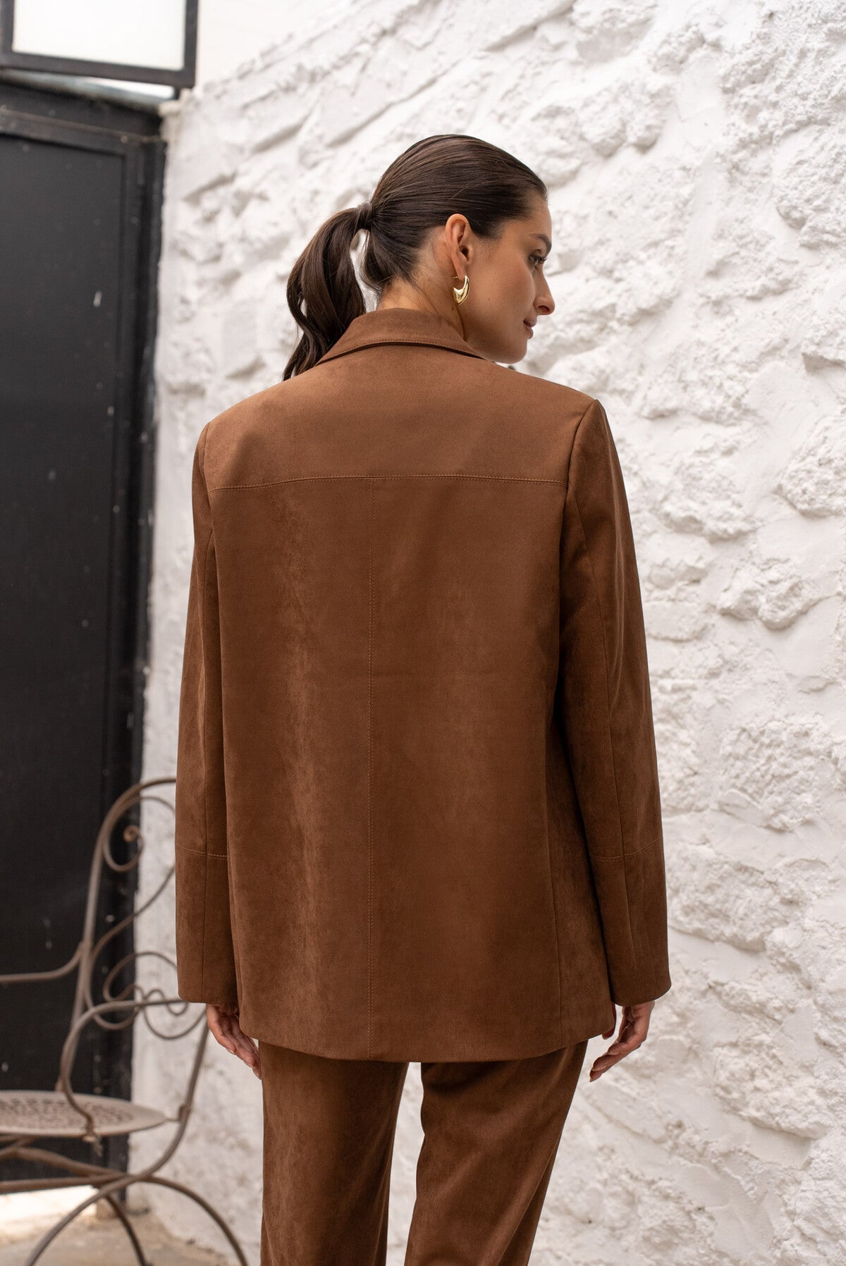 BLAZER IN CAMOSCIO A TAGLIO DRITTO