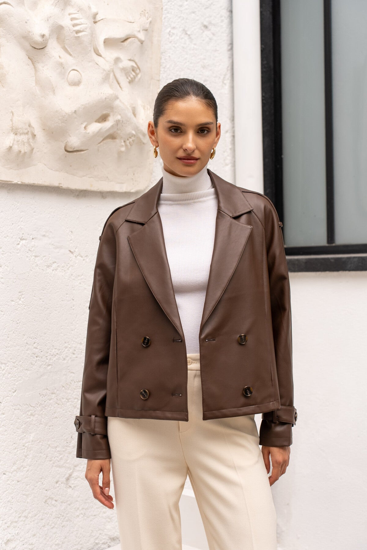 GIACCA CORTA IN PELLE VEGANA