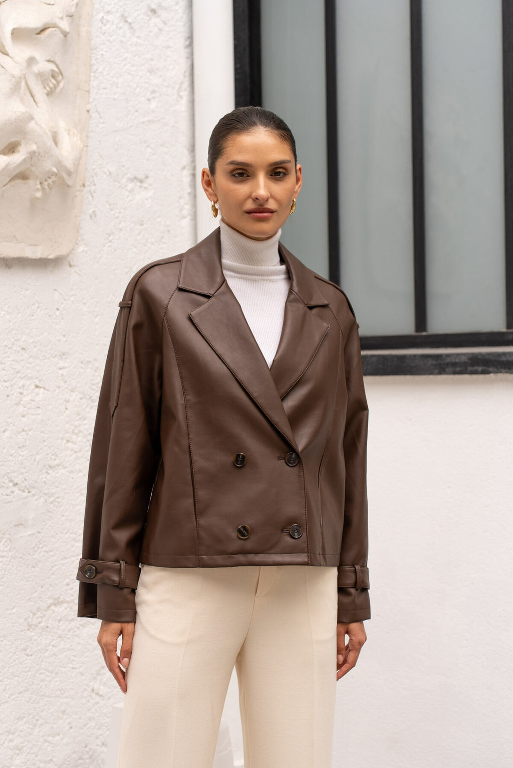 GIACCA CORTA IN PELLE VEGANA