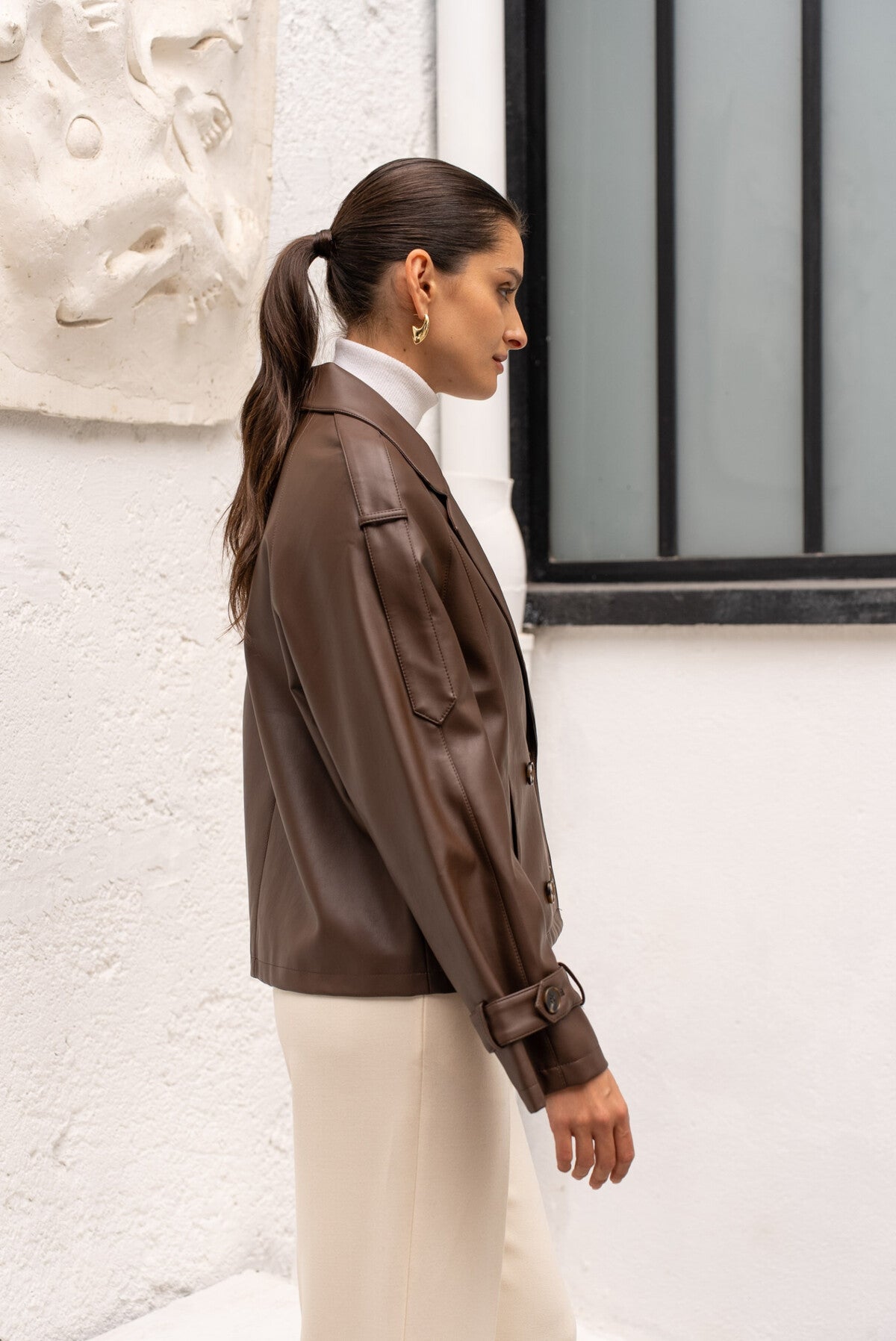 GIACCA CORTA IN PELLE VEGANA